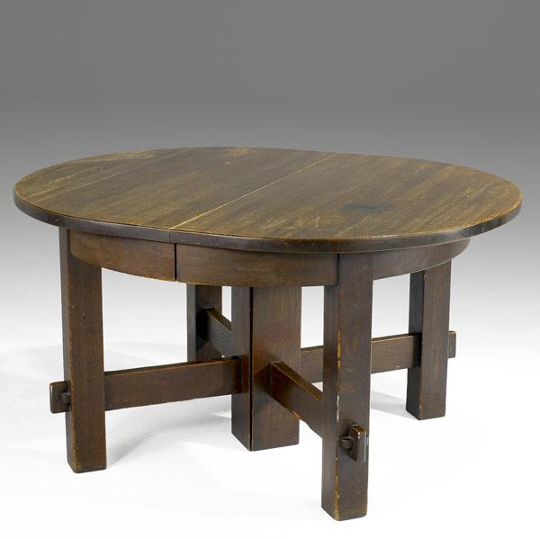 Appraisal: GUSTAV STICKLEYEarly and rare dining table factory modification six leaves