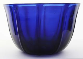 Appraisal: th c pattern molded open sugar bowl deep cobalt blue