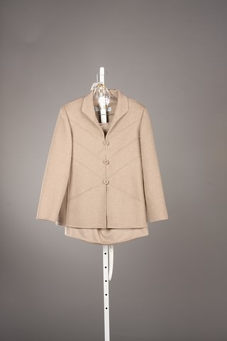 Appraisal: Andr Laug Tan cashmere long jacket and skirt with belt