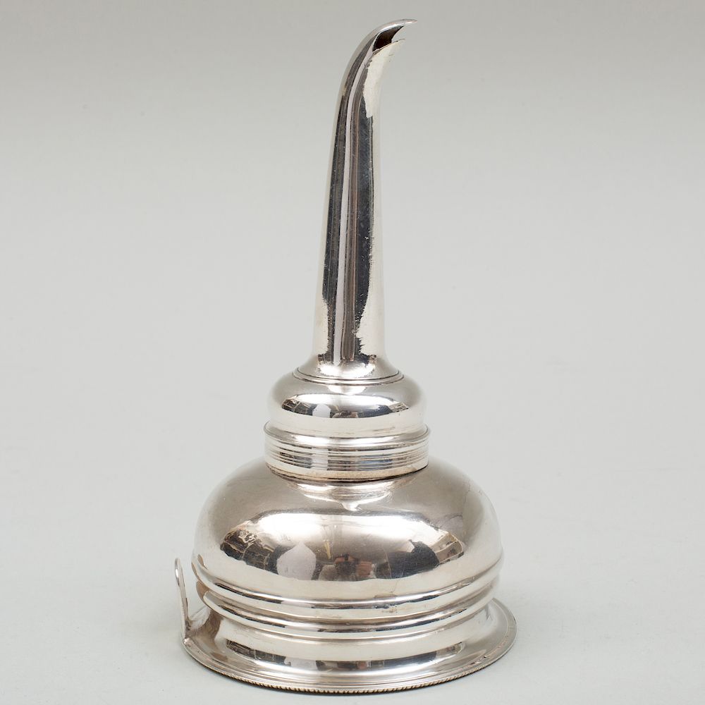 Appraisal: George III Silver Wine Funnel George III Silver Wine Funnel