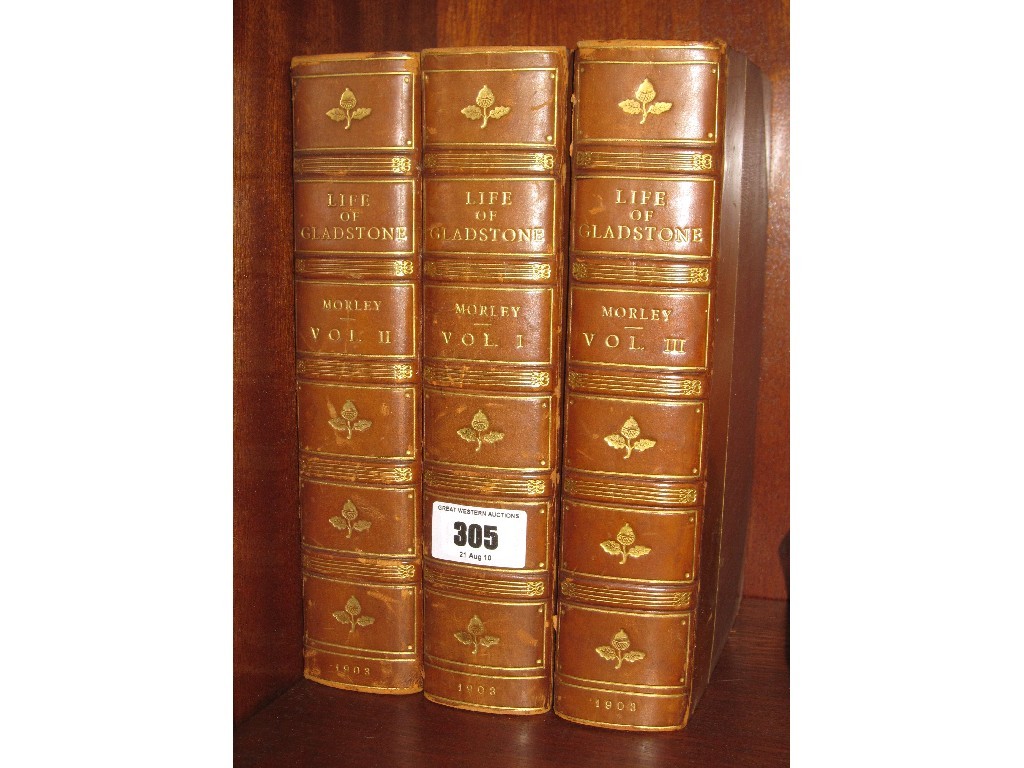 Appraisal: Three leather bound volumes 'Life of Gladstone'