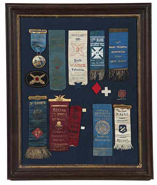 Appraisal: Rare Group of Maine Regiment Ribbons Plus Lot of pieces