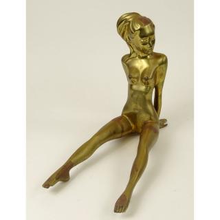 Appraisal: Contemporary Taiwanese Gilt Bronze Figurine Seated Nude Marked on bottom