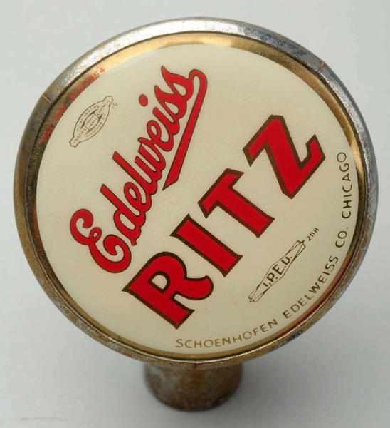 Appraisal: Edelweiss Ritz Beer Tin Can Tap Knob Clean face with