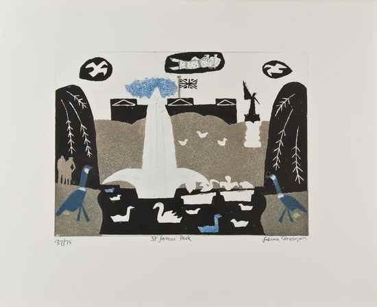 Appraisal: Julian Trevelyan - St James Park etching printed in colours