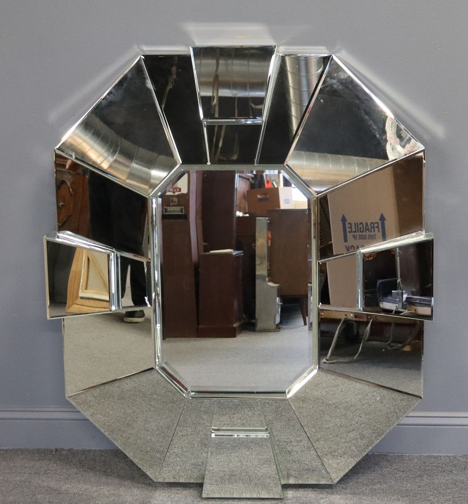 Appraisal: Midcentury Style Faceted Mirror From the familial estate of founder