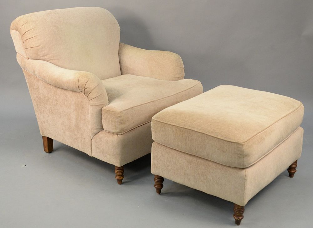 Appraisal: Kravet furniture upholstered chair and ottoman ht in wd in