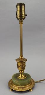 Appraisal: Antique Footed Gilt Bronze Onyx Candleholder Lamp Antique Footed Gilt