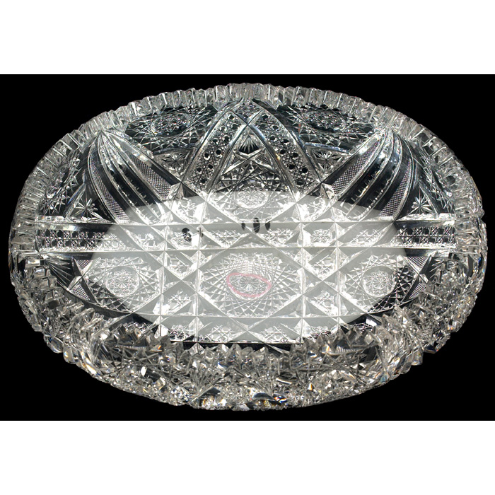 Appraisal: J Hoare bowl oval form with hobstar and diamond designs