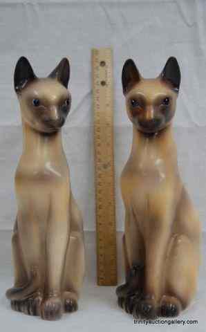 Appraisal: Pr Vintage Siamese Cat '' Tall Ceramic FigurinesHas a faded