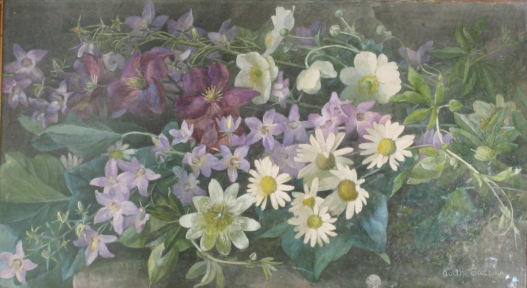 Appraisal: EDITH BARROW A still life of spring flowers signed watercolour