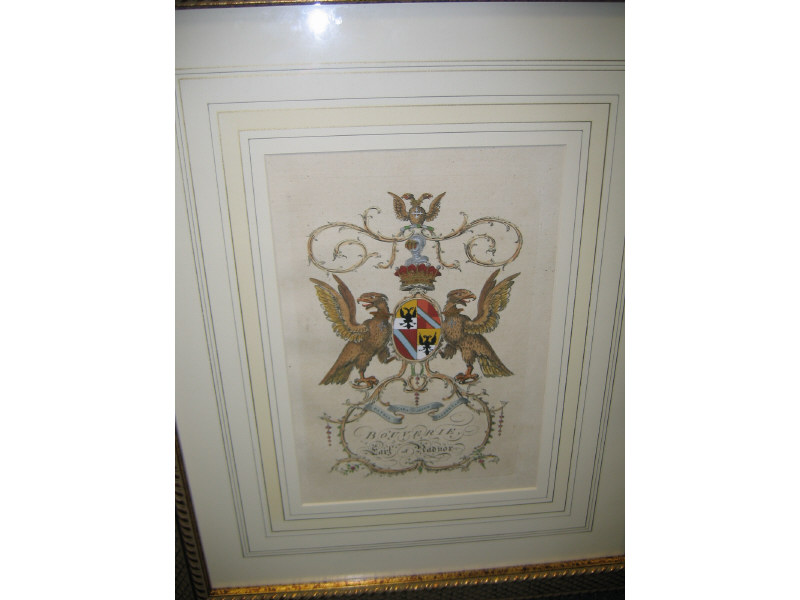 Appraisal: FOUR HANDCOLORED ETCHINGS OF HERALDIC CRESTS By Jacobs London similarly