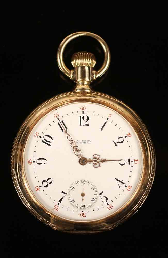 Appraisal: GOLD POCKETWATCH - K Gold Pocketwatch by G W Russell