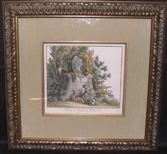 Appraisal: Johann Elias Ridinger the Younger German ca - Hand-colored engraving