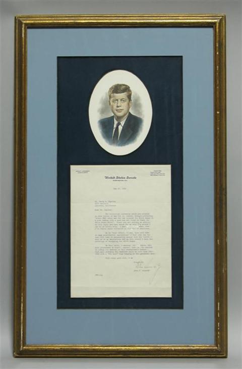 Appraisal: JOHN F KENNEDY SIGNED LETTER Typed letter on United States