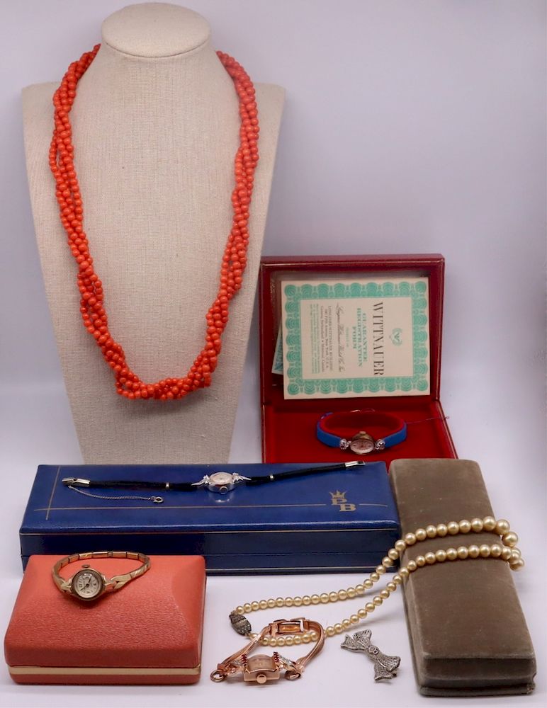 Appraisal: JEWELRY Assorted Ladies Jewelry Grouping Includes a retro vintage Bulova