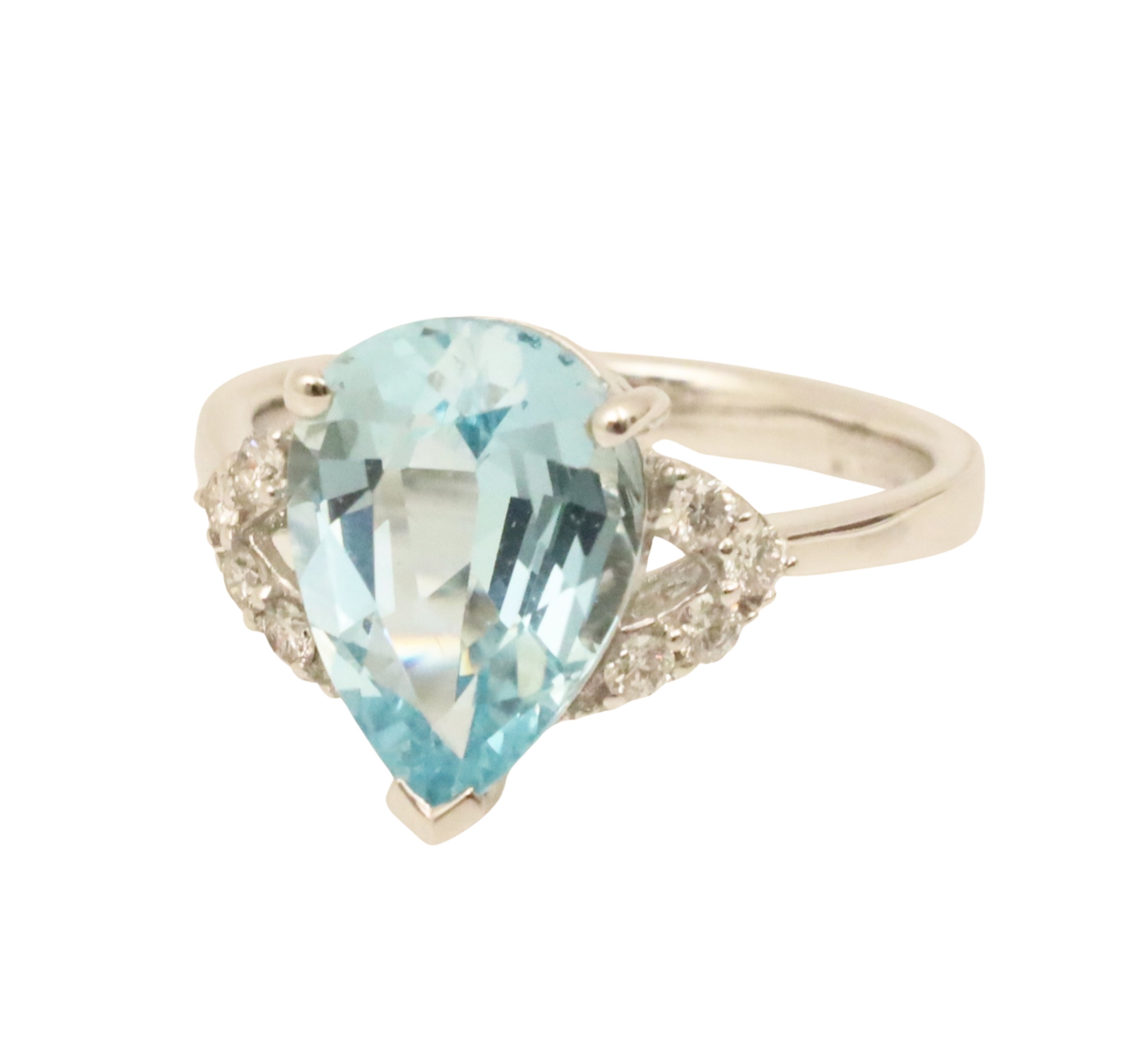 Appraisal: K white gold Aquamarine and diamond ring having center carat