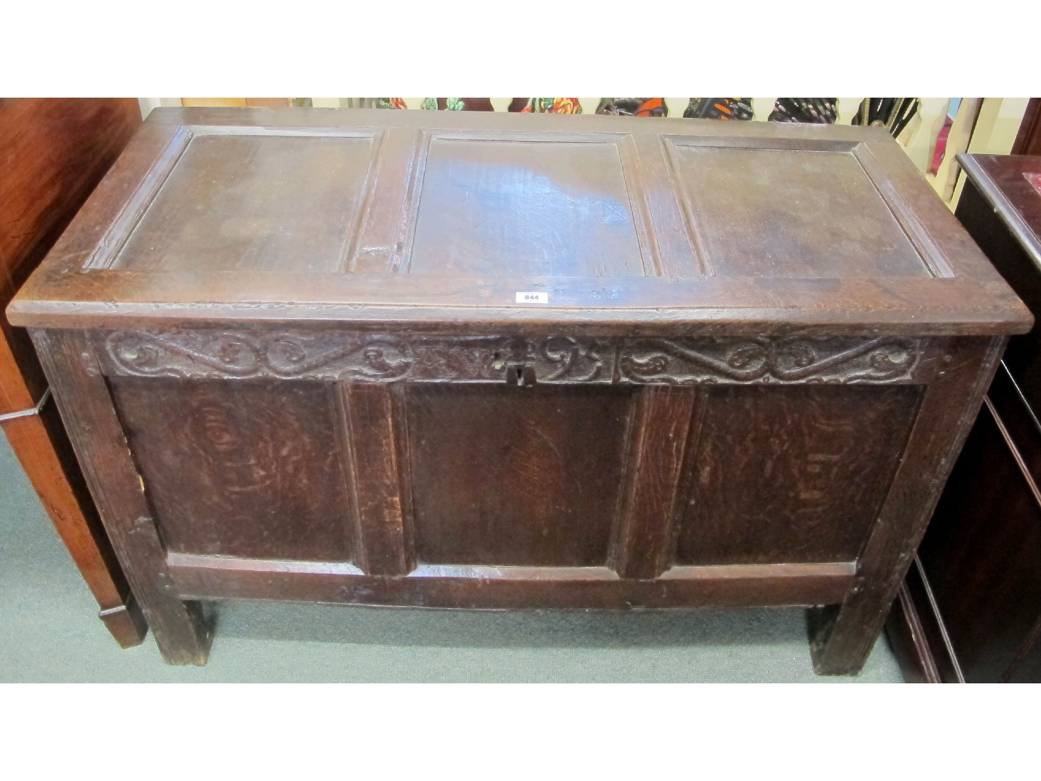 Appraisal: An th Century oak coffer carved with AW and