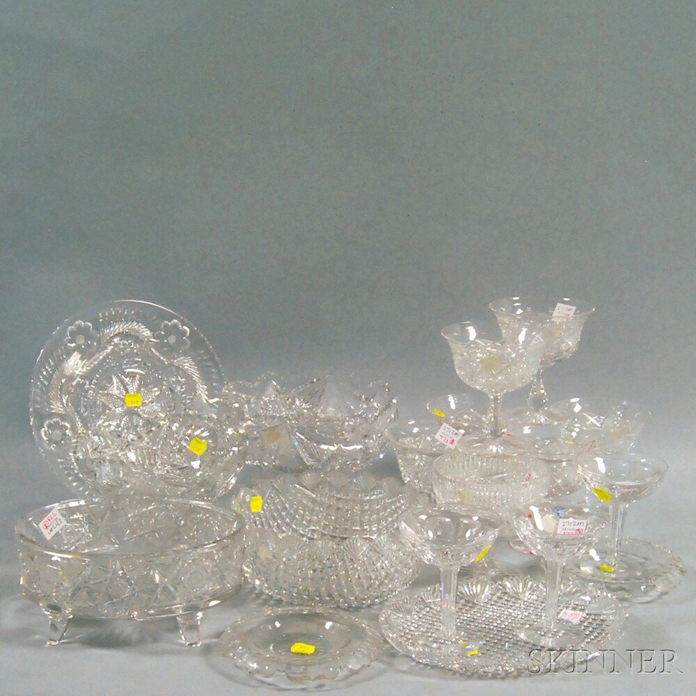 Appraisal: Eighteen Assorted Colorless Cut Glass Items including a ferner with