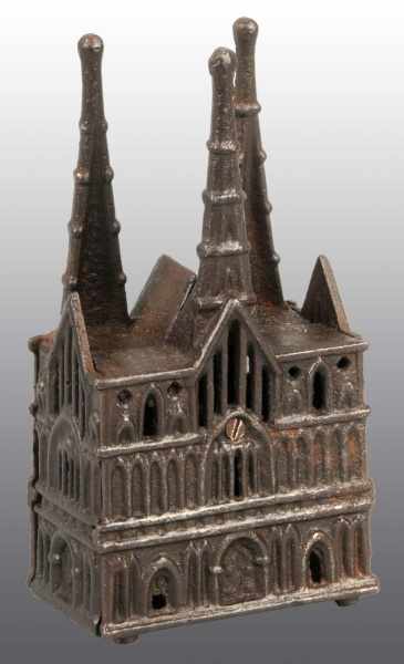 Appraisal: Cast Iron Litchfield Cathedral Still Bank Description Manufactured by Chamberlin