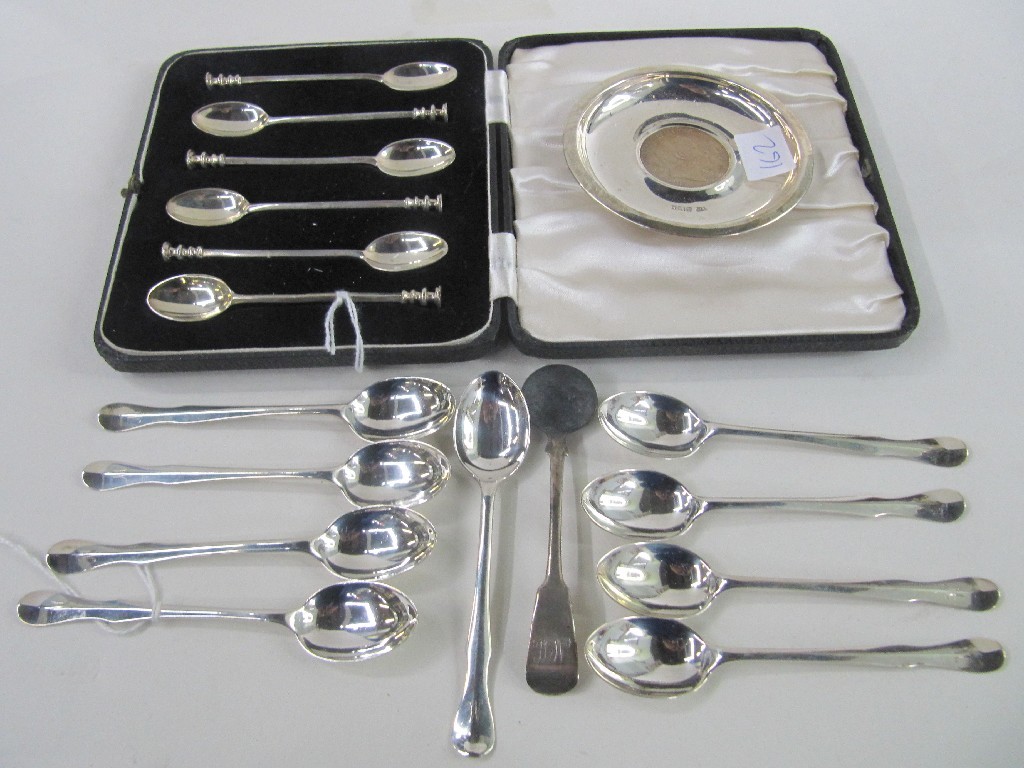 Appraisal: Lot comprising cased set of six silver spoons nine loose