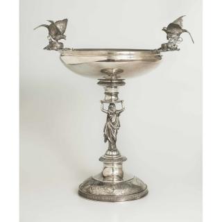 Appraisal: Coin Silver Figural Centerpiece Bowl Schulz Fischer Coin silver figural