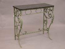 Appraisal: Wrought Iron Console Table with Marble Top Wrought iron consul