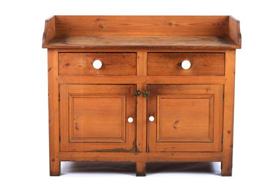 Appraisal: ENGLISH SCRUBBED PINE DRY SINK th century Three-quarter raised gallery