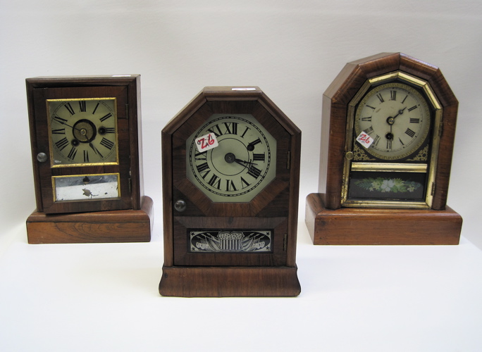 Appraisal: THREE SMALL AMERICAN COTTAGE CLOCKS H Seth Thomas time only