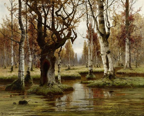 Appraisal: KLEVER JULIUS SERGIUS VON Dorpat - Leningrad Birch forest Oil