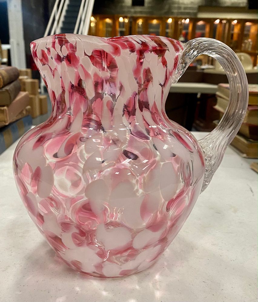 Appraisal: Early Cranberry Spatterware Water Pitcher Early Cranberry Spatterware Water Pitcher