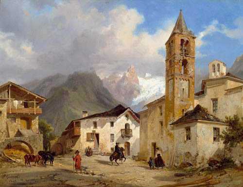 Appraisal: GUIAUD JACQUES Chamb ry View of a mountain village in