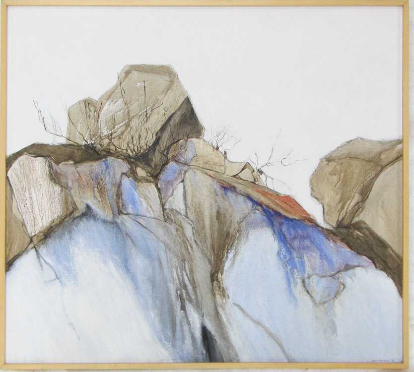 Appraisal: JOAN METCALF ACRYLIC ON CANVAS Oregon b Landscape with boulders