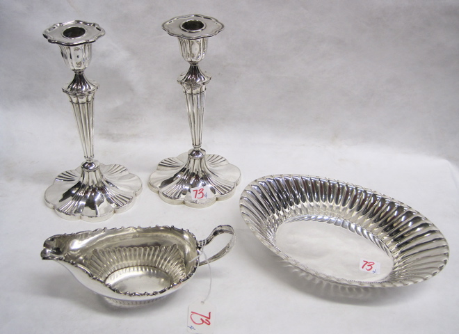 Appraisal: FIVE AMERICAN STERLING SILVER ITEMS pair candlesticks by Black Starr