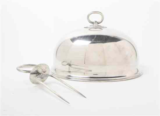 Appraisal: An English Silverplate Cloche of typical domed handled form together