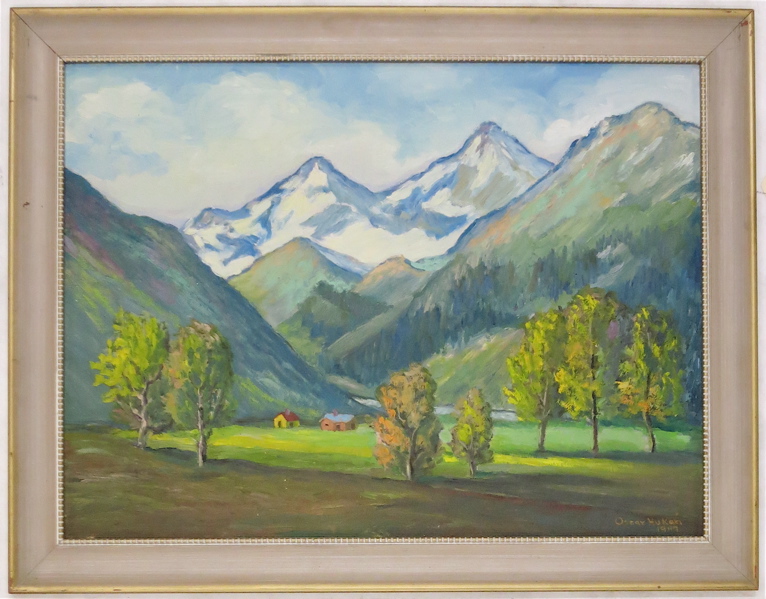 Appraisal: OSCAR HUKARI OIL ON CANVAS BOARD Oregon - Wallowa Mountains