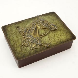 Appraisal: Vintage Bronze and Wood Hinged Cigarette Box Vintage Bronze and