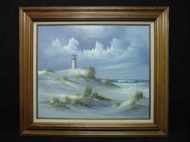 Appraisal: K Wilson oil on canvas painting depicting a beach scene