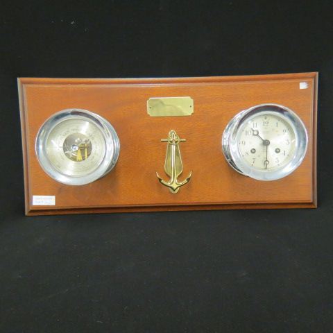 Appraisal: Salem Ships Clock Matching Barometer on wall plaque working