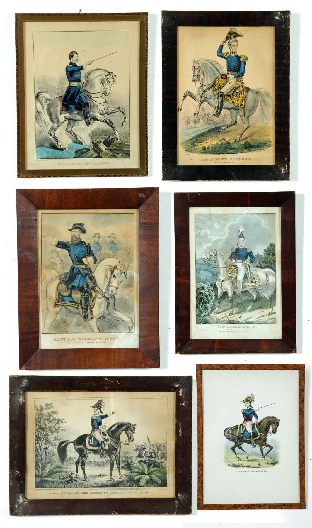 Appraisal: SIX AMERICAN EQUESTRIAN PRINTS Hand colored lithographs Five small folio