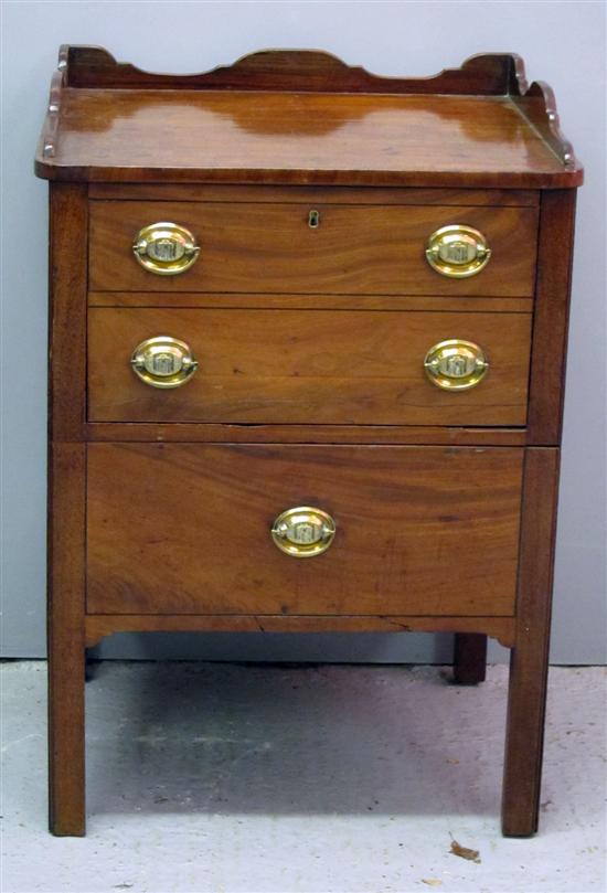 Appraisal: th century mahogany commode with raised galleried back above two