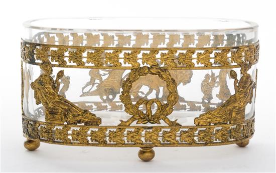 Appraisal: Sale Lot A French Gilt Metal Mounted Glass Jardiniere decorated