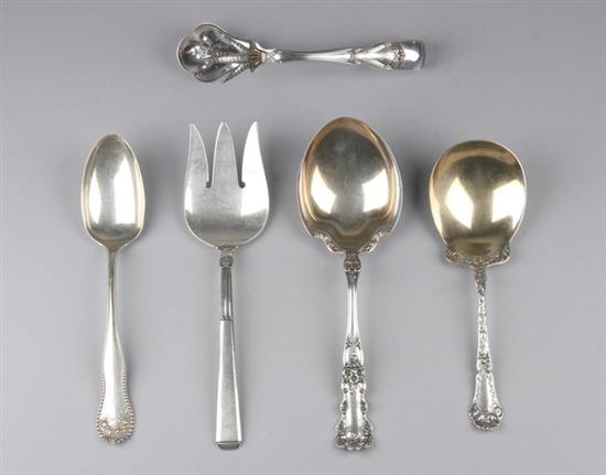 Appraisal: FIVE GORHAM STERLING SILVER SERVING PIECES Including serving spoon Lancaster