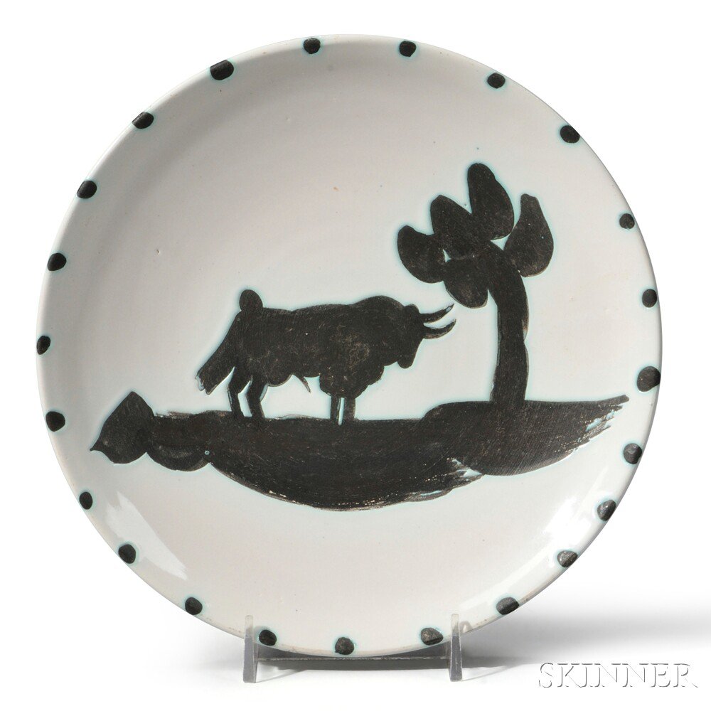 Appraisal: Pablo Picasso Spanish - Plate Taureau sous l'arbre Glazed ceramic