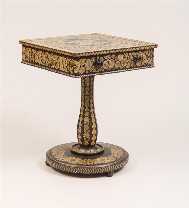 Appraisal: REGENCY PENWORK SEWING TABLE Redecorated x x in Estimate -