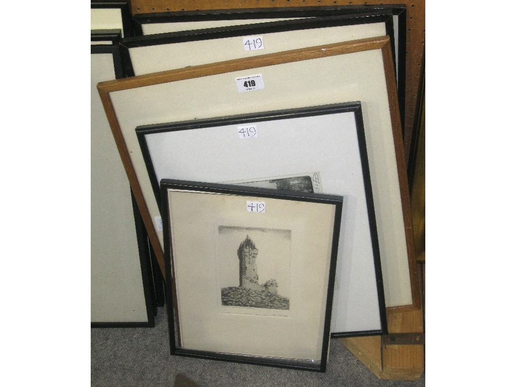 Appraisal: Lot comprising five various etchings of Stirling to include JOHN