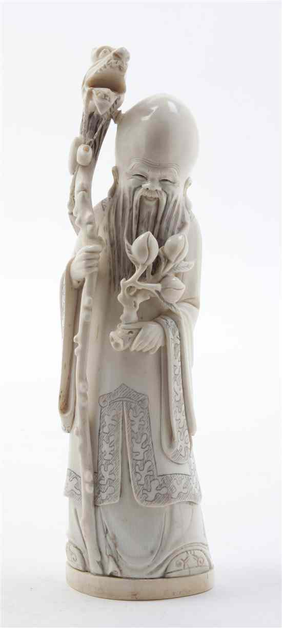 Appraisal: A Chinese Carved Ivory Figure of Shoulao shown in a