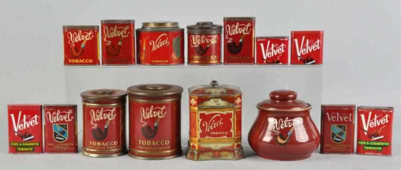 Appraisal: Lot of Assorted Velvet Tobacco Pieces Description Includes vertical pocket