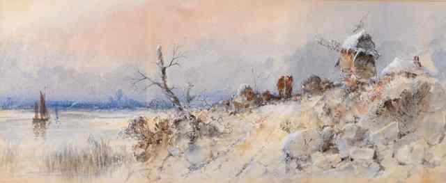 Appraisal: GEORGE JAMES KNOX - A winter landscape with windmill signed