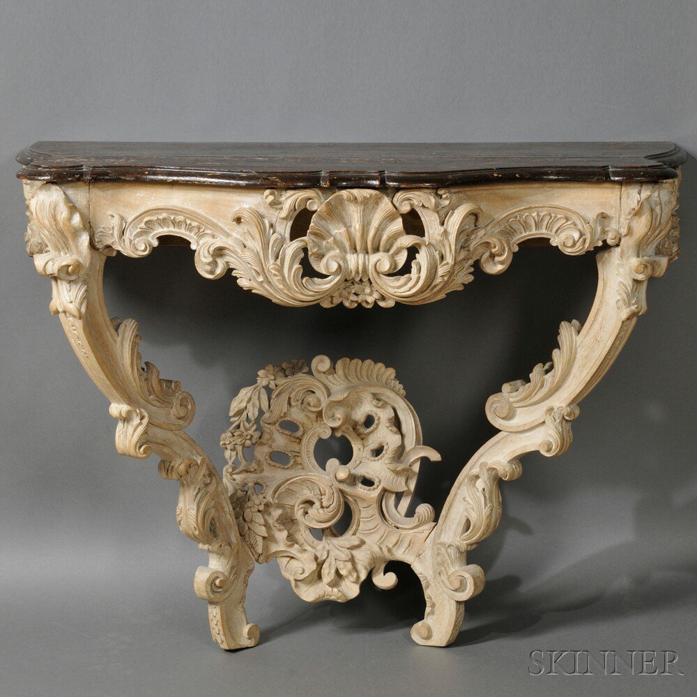 Appraisal: Rococo-style Carved and Limed Oak Console Table Germany th century